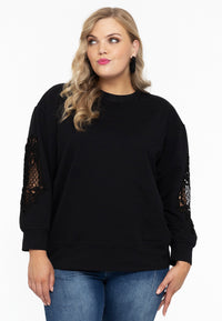 Sweatshirt lace sleeves - black - #1