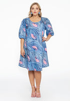 Dress A-line puff sleeve PAISLEY - blue - #2