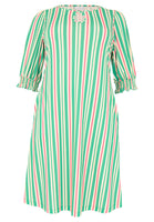 Dress lantern puff sleeve STRIPY - green - #4