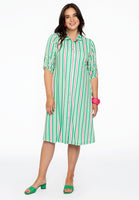 Blouse-dress pull-up sleeve STRIPY - green - #2