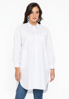 Blouse-dress POPLIN STRETCH - white  - #1