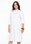 Dress blouse long buttoned POPLIN STRETCH - white 