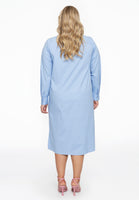 Dress blouse long buttoned POPLIN STRETCH - light blue - #3