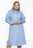 Dress blouse long buttoned POPLIN STRETCH - light blue