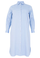 Dress blouse long buttoned POPLIN STRETCH - light blue - #4