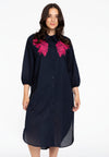 Jurk met borduursel soft cotton - blauw