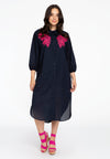 Jurk met borduursel soft cotton - blauw