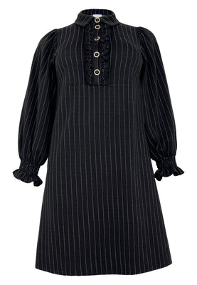 Dress ruffles PINSTRIPE - black  - #4