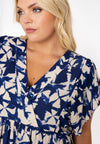 Lange jurk met ruches tessa - blauw