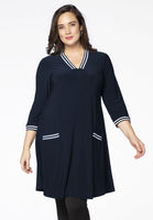 Dress DOLCE stripe rib binding - blue - #1