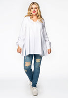 Blouse A-line roll sleeves - white  - #2