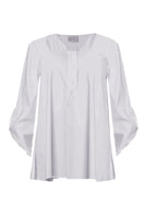 Blouse A-line roll sleeves - white  - #4