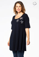 Tunic wide bottom ORGANIC COTTON - blue - #1