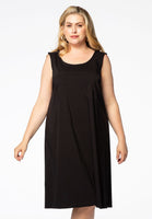 Dress A-line COTTON STRETCH - black  - #1