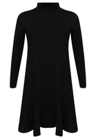 Dress with turtle neck COTTON - black  - #4