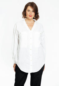 Blouse oversized LINEN - white - #1