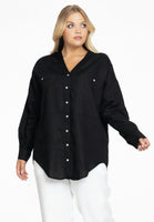 Blouse oversized LINEN - black - #1