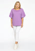 Shirt wide frill sleeve COTTON - light purple - #2