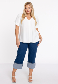 Jeans 4 pocket turn-up crop - indigo